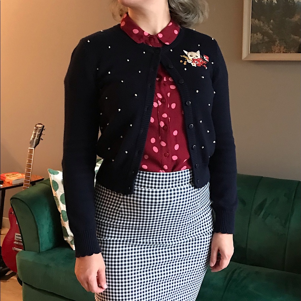 One-of-a-kind Australian Designed Retro Kitty Cat Cardigan! (US Size 4)